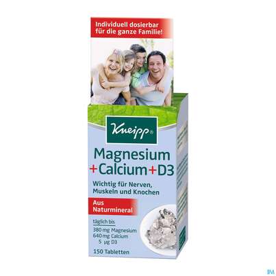 Sie sehen eine Packung Magnesium +calcium Tabl Kneipp 150st, Produktbild: 02 Magnesium +calcium Tabl Kneipp 150st, A-Nr.: 2280038 - 02