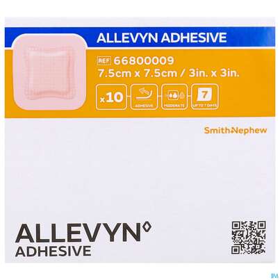 Sie sehen eine Packung Wundverband Allevyn/polyurethan Adhesive 7,5x 7,5cm -tam 10st, Produktbild: 02 Wundverband Allevyn/polyurethan Adhesive 7,5x 7,5cm -tam 10st, A-Nr.: 4736620 - 02