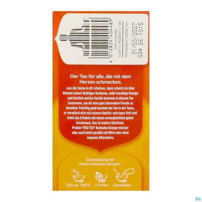Sie sehen eine Packung Yogi Tea Bio Kurkuma Orange 17st, Produktbild: 04 Yogi Tea Bio Kurkuma Orange 17st, A-Nr.: 5750102 - 04