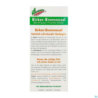 Sie sehen eine Packung Birken Brennessel Elixier Kraeuterfit Alkoholfrei Bio Kraeuter Fruechte 330ml, Produktbild: 04 Birken Brennessel Elixier Kraeuterfit Alkoholfrei Bio Kraeuter Fruechte 330ml, A-Nr.: 3961728 - 04