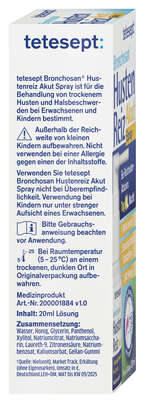 Sie sehen eine Packung tetesept Bronchosan Hustenreiz Spray 20ml, Produktbild: 02 tetesept Bronchosan Hustenreiz Spray 20ml, A-Nr.: 6007138 - 02