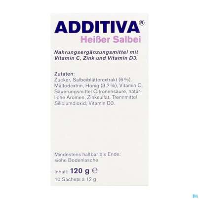 Sie sehen eine Packung Additiva Pulver Heisser Salbei 10012 10st, Produktbild: 08 Additiva Pulver Heisser Salbei 10012 10st, A-Nr.: 5810117 - 08