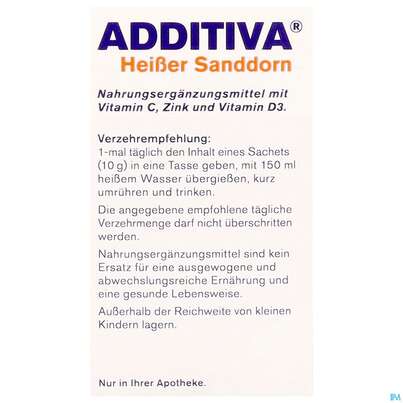 Sie sehen eine Packung Additiva Pulver Heisser Sanddorn Granatapfel 10st, Produktbild: 09 Additiva Pulver Heisser Sanddorn Granatapfel 10st, A-Nr.: 5810146 - 09