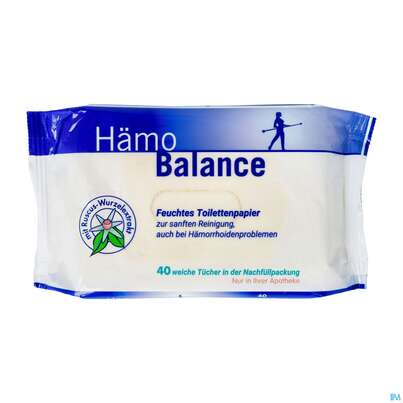 Sie sehen eine Packung Haemo Balance Feuchtigkeits- Reinigungstuecher Nachfüllung 40st, Produktbild: 02 Haemo Balance Feuchtigkeits- Reinigungstuecher Nachfüllung 40st, A-Nr.: 3151768 - 02