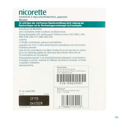 Nicorette Lutschtabl Freshmint 2mg 80st, A-Nr.: 5530151 - 03
