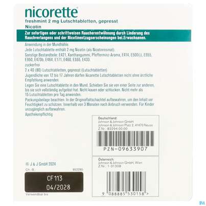 Nicorette Lutschtabl Freshmint 2mg 80st, A-Nr.: 5530151 - 04