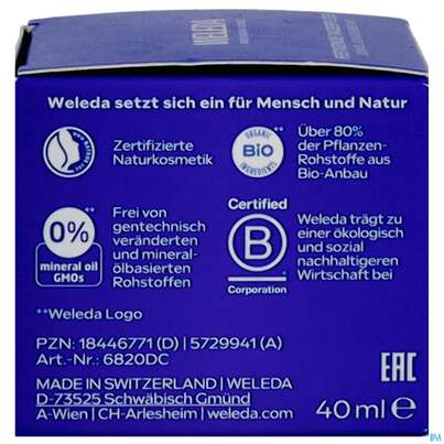 Sie sehen eine Packung Weleda Blauer Enzian +edelweiss Festigende Tagespflege 40ml, Produktbild: 07 Weleda Blauer Enzian +edelweiss Festigende Tagespflege 40ml, A-Nr.: 5729941 - 07