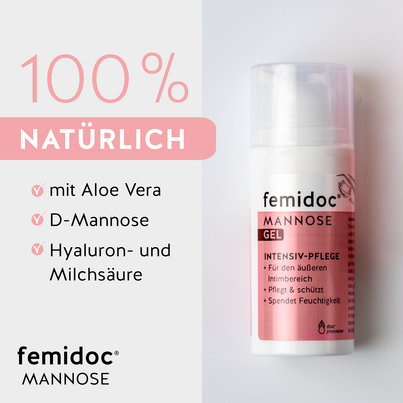 Sie sehen eine Packung femidoc® MANNOSE GEL, Produktbild: 05 femidoc® MANNOSE GEL, A-Nr.: 5739543 - 05