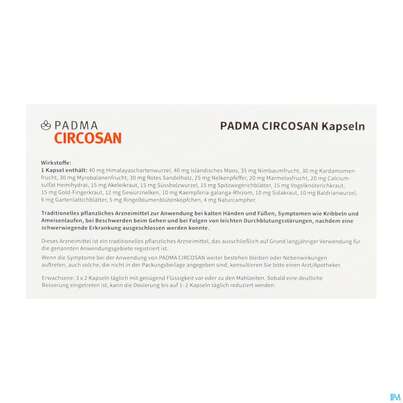 Sie sehen eine Packung Padma Circosan Kapseln 60st, Produktbild: 04 Padma Circosan Kapseln 60st, A-Nr.: 3780872 - 04