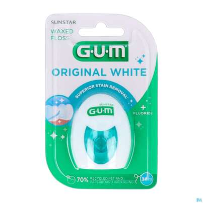 Sie sehen eine Packung Zahnseide Gum Original White +fluorid Nr 2040 30m, Produktbild: 01 Zahnseide Gum Original White +fluorid Nr 2040 30m, A-Nr.: 3560136 - 01
