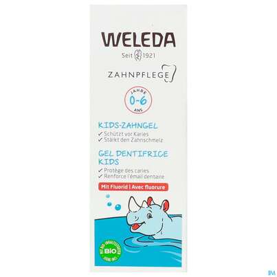 Sie sehen eine Packung Zahngel Weleda Mit Fluorid Kids 50ml, Produktbild: 01 Zahngel Weleda Mit Fluorid Kids 50ml, A-Nr.: 5908655 - 01