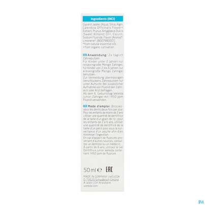 Sie sehen eine Packung Zahngel Weleda Mit Fluorid Kids 50ml, Produktbild: 07 Zahngel Weleda Mit Fluorid Kids 50ml, A-Nr.: 5908655 - 07
