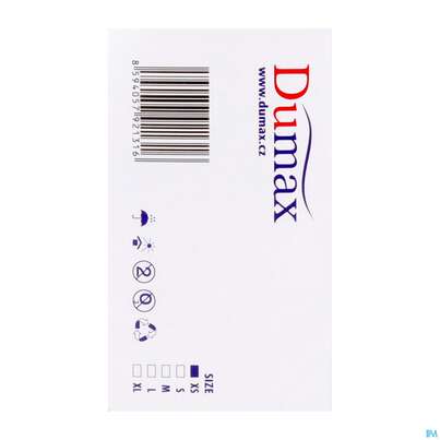 Sie sehen eine Packung Untersuchungshandschuhe -dumax Latex Puderfrei Xs 100st, Produktbild: 09 Untersuchungshandschuhe -dumax Latex Puderfrei Xs 100st, A-Nr.: 2995435 - 09