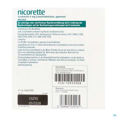Nicorette Lutschtabl Freshmint 4mg 80st, A-Nr.: 5530168 - 04