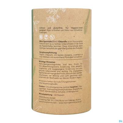 Sie sehen eine Packung Mein Spermidinerwo Chlorella Kapseln 60st, Produktbild: 06 Mein Spermidinerwo Chlorella Kapseln 60st, A-Nr.: 5884251 - 06