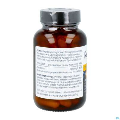Sie sehen eine Packung Magnesium Kapseln Restaxil 60st, Produktbild: 04 Magnesium Kapseln Restaxil 60st, A-Nr.: 5934807 - 04