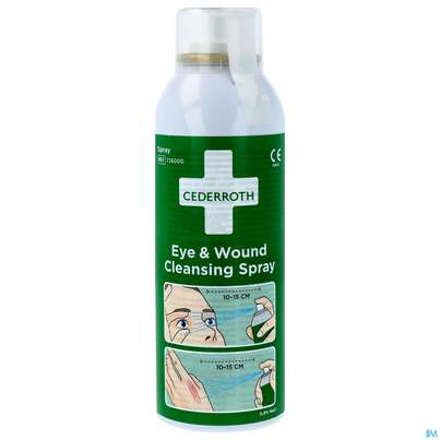 Sie sehen eine Packung Cederroth Eye +wound Spray Ref 7 150ml, Produktbild: 01 Cederroth Eye +wound Spray Ref 7 150ml, A-Nr.: 5290043 - 01