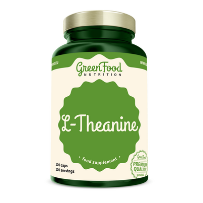 Sie sehen eine Packung GreenFood Nutrition L-Theanine 120 Kapseln, Produktbild: 01 GreenFood Nutrition L-Theanine 120 Kapseln, A-Nr.: 6004370 - 01