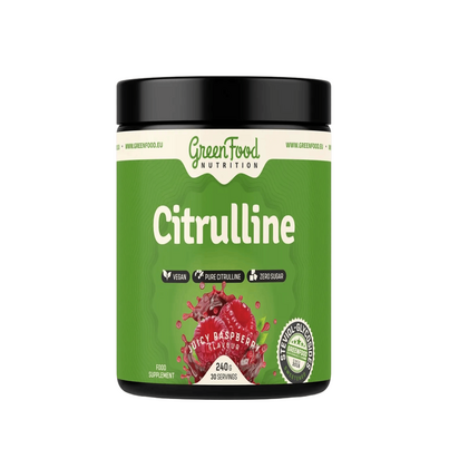Sie sehen eine Packung GreenFood Nutrition Citrulline Himbeere 240 G, Produktbild: 01 GreenFood Nutrition Citrulline Himbeere 240 G, A-Nr.: 6004594 - 01