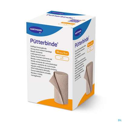 Sie sehen eine Packung Elastische Binden Puetterbinde Hautf 5mx 10cm 1st, Produktbild: 02 Elastische Binden Puetterbinde Hautf 5mx 10cm 1st, A-Nr.: 1457569 - 02