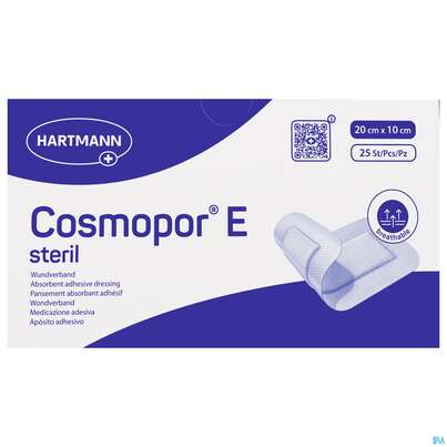 Sie sehen eine Packung Wundverband Cosmopor/e Steril Selbstklebend 10x 20cm 25st, Produktbild: 02 Wundverband Cosmopor/e Steril Selbstklebend 10x 20cm 25st, A-Nr.: 2773781 - 02