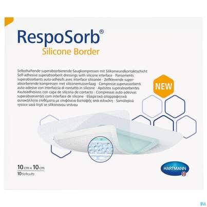 Wundauflagen Resposorb/silicone Border Steril 10x10cm Alt 10st, A-Nr.: 5340918 - 02