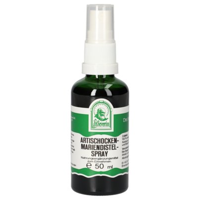 Sie sehen eine Packung ARTISCHOCKEN MARIENDISTEL SPRAY 50 ML, Produktbild: 01 ARTISCHOCKEN MARIENDISTEL SPRAY 50 ML, A-Nr.: 4443421 - 01