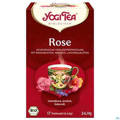 Sie sehen eine Packung Yogi Tea Bio Rose 34g 17st, Produktbild: 01 Yogi Tea Bio Rose 34g 17st, A-Nr.: 5749926 - 01