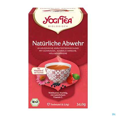 Sie sehen eine Packung Yogi Tea Bio Natuerliche Abwehr 17st, Produktbild: 02 Yogi Tea Bio Natuerliche Abwehr 17st, A-Nr.: 5750088 - 02