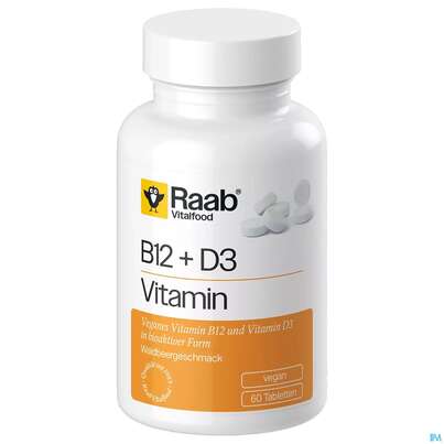 Sie sehen eine Packung Vitamin B12/lutschtabl +d3 Raab 60st, Produktbild: 04 Vitamin B12/lutschtabl +d3 Raab 60st, A-Nr.: 5870639 - 04
