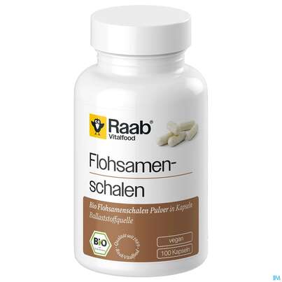 Sie sehen eine Packung Flohsamenschalen Kapseln Bio Raab 100st, Produktbild: 02 Flohsamenschalen Kapseln Bio Raab 100st, A-Nr.: 5871159 - 02