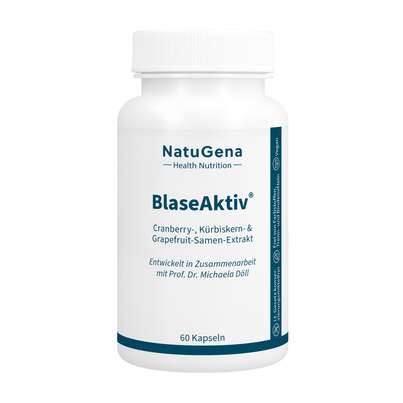 Sie sehen eine Packung NatuGena BlaseAktiv Kapseln, Produktbild: 01 NatuGena BlaseAktiv Kapseln, A-Nr.: 5730105 - 01