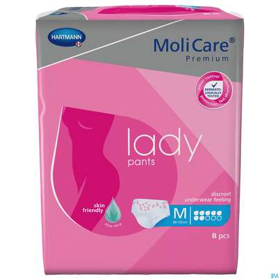 Sie sehen eine Packung Inkontinenz Molicare Premium/lady/pants Tropfen 7 Medium 8st, Produktbild: 03 Inkontinenz Molicare Premium/lady/pants Tropfen 7 Medium 8st, A-Nr.: 4918858 - 03