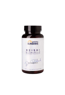 Sie sehen eine Packung Good Day Sunshine – Reishi Vitalpilz Extrakt Kapseln – 90 Tage, Produktbild: 01 Good Day Sunshine – Reishi Vitalpilz Extrakt Kapseln – 90 Tage, A-Nr.: 5976125 - 01
