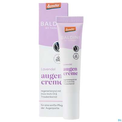 Sie sehen eine Packung Taoasis Baldini Augencreme Demeter Lavendel 15ml, Produktbild: 02 Taoasis Baldini Augencreme Demeter Lavendel 15ml, A-Nr.: 5998233 - 02