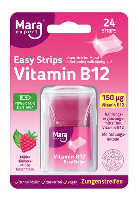 Sie sehen eine Packung Mara expert Vitamin B12 Easy Strips, Produktbild: 01 Mara expert Vitamin B12 Easy Strips, A-Nr.: 6027069 - 01
