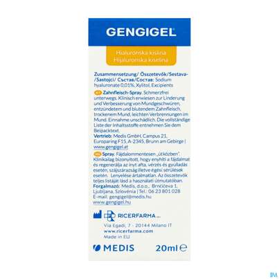 Sie sehen eine Packung Mundspray Gengigel 20ml, Produktbild: 06 Mundspray Gengigel 20ml, A-Nr.: 4521517 - 06