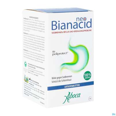 Sie sehen eine Packung Aboca Neobianacid Tabl Uebersaeuerung +reflux Ab 6 Jahren 45st, Produktbild: 05 Aboca Neobianacid Tabl Uebersaeuerung +reflux Ab 6 Jahren 45st, A-Nr.: 5571948 - 05
