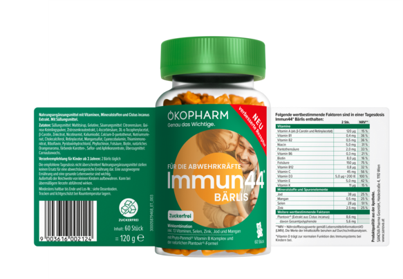 Ökopharm® Wirkkombination für die Abwehrkräfte Immun44® Bärlis 60 Stk., A-Nr.: 5879468 - 02