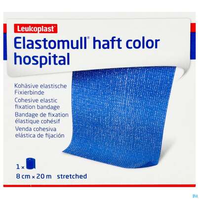 Sie sehen eine Packung Elastische Binden Elastomull/haft/color Blau 20mx 8cm 1st, Produktbild: 01 Elastische Binden Elastomull/haft/color Blau 20mx 8cm 1st, A-Nr.: 5450481 - 01