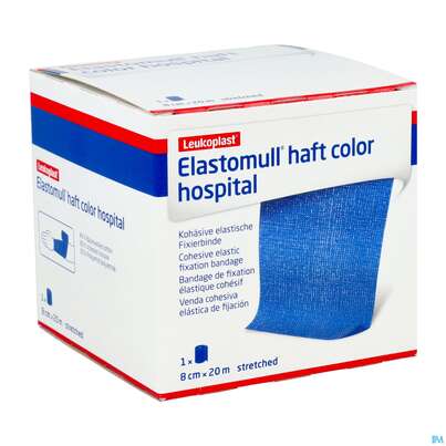 Sie sehen eine Packung Elastische Binden Elastomull/haft/color Blau 20mx 8cm 1st, Produktbild: 02 Elastische Binden Elastomull/haft/color Blau 20mx 8cm 1st, A-Nr.: 5450481 - 02