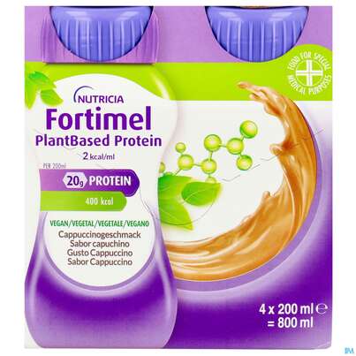 Fortimel/plantbased/protein 200ml Flasche Cappuccino 4st, A-Nr.: 5919624 - 01