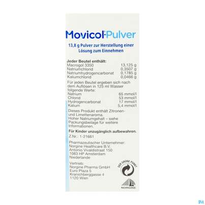 Sie sehen eine Packung Movicol Pulver Stick 20st, Produktbild: 05 Movicol Pulver Stick 20st, A-Nr.: 5525776 - 05