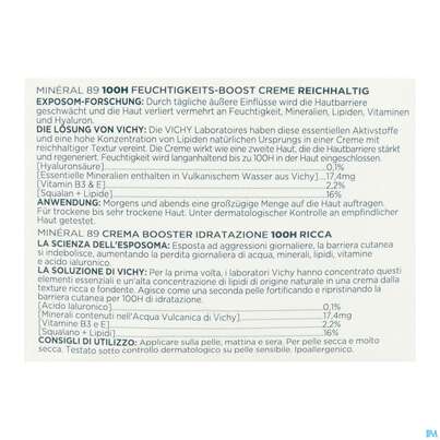 Sie sehen eine Packung Vichy Mineral 89 Creme Mit Duftstoffe Reichhaltig 50ml, Produktbild: 10 Vichy Mineral 89 Creme Mit Duftstoffe Reichhaltig 50ml, A-Nr.: 5670828 - 10