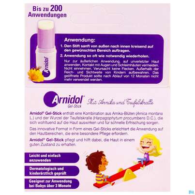 Sie sehen eine Packung Arnidol Gel Stick 15g, Produktbild: 03 Arnidol Gel Stick 15g, A-Nr.: 4593623 - 03