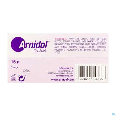 Sie sehen eine Packung Arnidol Gel Stick 15g, Produktbild: 05 Arnidol Gel Stick 15g, A-Nr.: 4593623 - 05