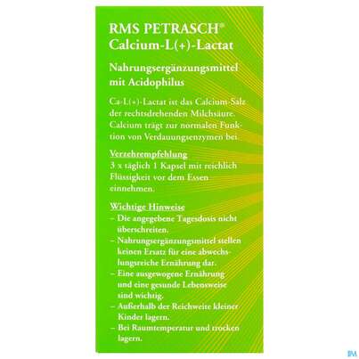 Rms-petrasch Kapseln +acidophilus Calcium L (+) Lactat Petrasch 60st, A-Nr.: 2332479 - 05