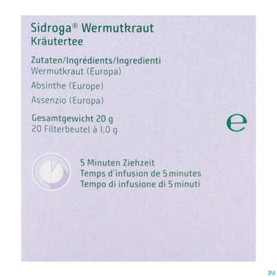 Sie sehen eine Packung Sidroga Tee Wermutkraut 20st, Produktbild: 10 Sidroga Tee Wermutkraut 20st, A-Nr.: 5733606 - 10