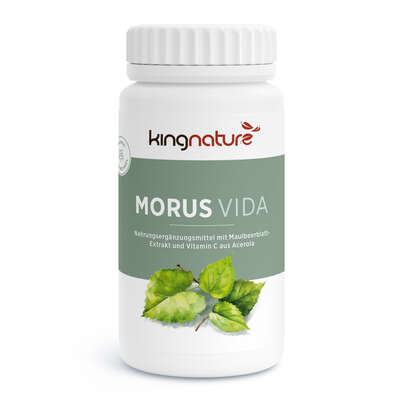 Sie sehen eine Packung KINGNATURE MORUS Vida Kaps Ds 72 Stk, Produktbild: 01 KINGNATURE MORUS Vida Kaps Ds 72 Stk, A-Nr.: 4802334 - 01