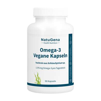 Sie sehen eine Packung NatuGena Omega-3 Vegane Kapseln, Produktbild: 01 NatuGena Omega-3 Vegane Kapseln, A-Nr.: 5847310 - 01